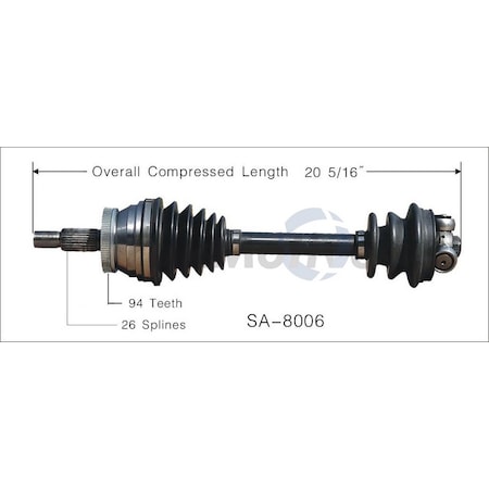Surtrack Axle Cv Axle Shaft, Sa-8006 SA-8006